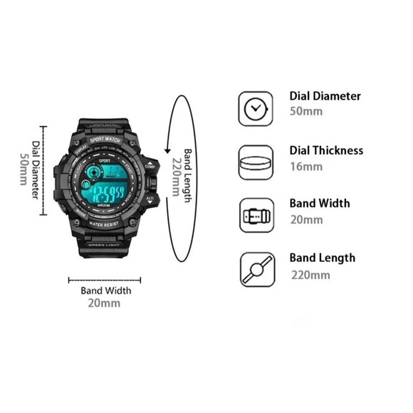 New Men LED Digital Watches Luminous Fashion Sport Waterproof Watches For Man - Picture 6 of 8